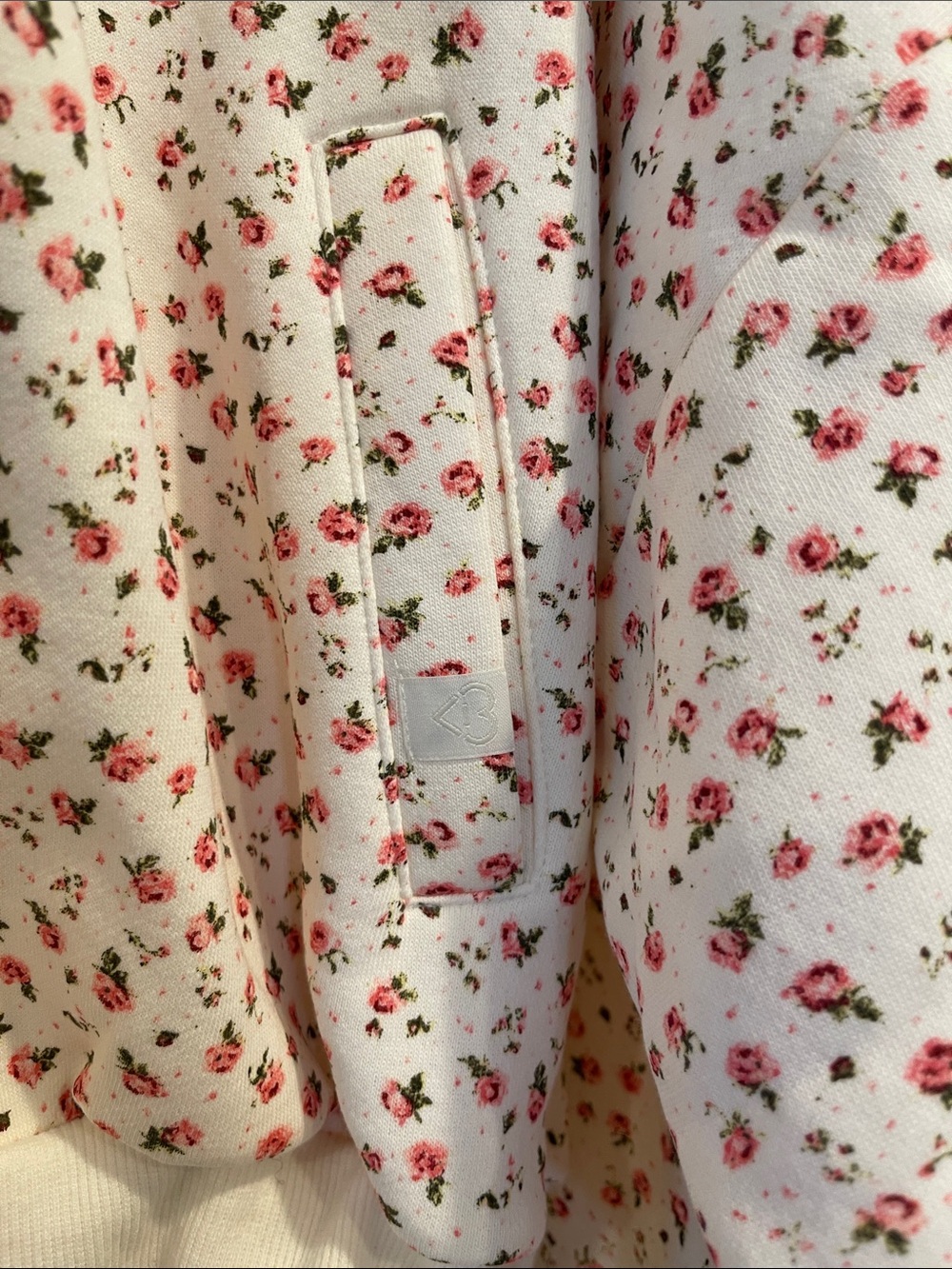 NWT Blogilates Women's Marshmallow Full Zip Hooded Sweatshirt, 2X - Cream Floral - Picture 8 of 12